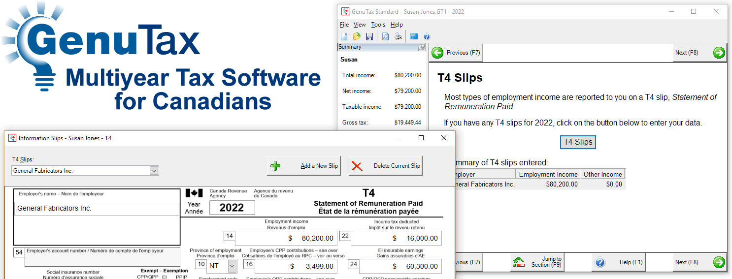 GenuTax Standard Multiyear Tax Software for Canadians